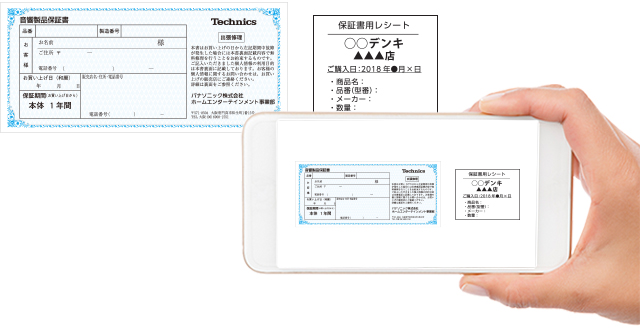 保証書+販売店発行のレシート型の撮影方法イメージ画像