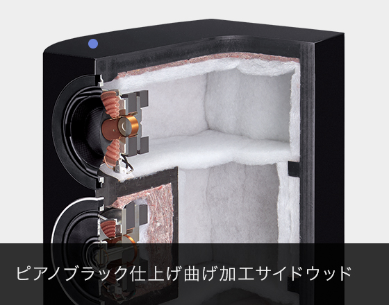 スピーカーシステム SB-R1 パーツイメージ03 ピアノブラック仕上げ曲げ加工サイドウッド