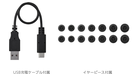 付属USB充電ケーブル・付属イヤーピース