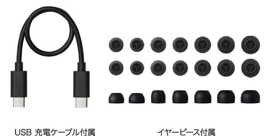 付属USB充電ケーブル・付属イヤーピース